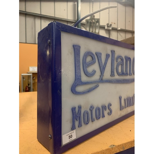 50 - AN ILLUMINATED 'LEYLAND MOTORS LIMITED' SIGN