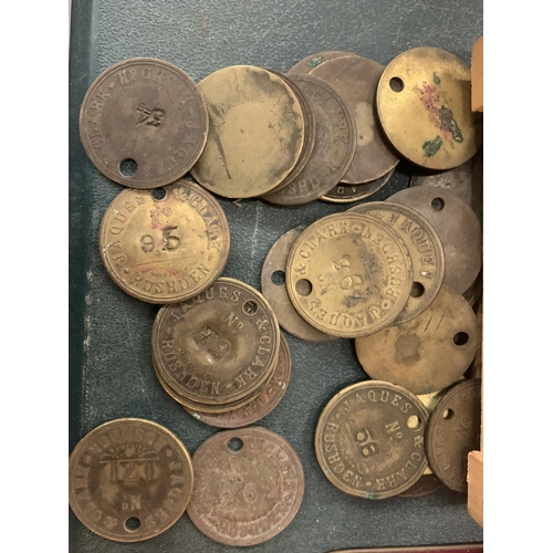 101 - A QUANTITY OF JAQUES AND CLARK (SHOEMAKERS) CLOCKING IN TOKENS