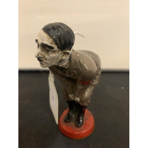 101A - A COLD PAINTED ADOLF HITLER BRONZE FIGURINE PIN CUSHION