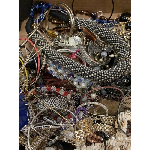 177 - A BOX OF MIXED COSTUME JEWELLERY TO INCLUDE NECKLACES, BANGLES ETC