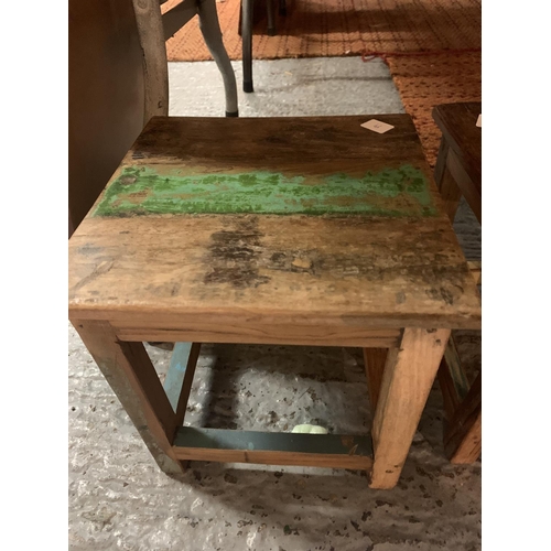 198 - FOUR VINTAGE WOODEN STOOLS