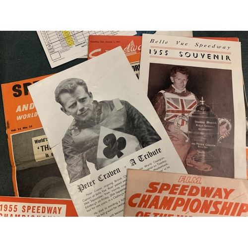 232 - AN ASSORTMENT OF SPEEDWAY CHAMPIONSHIP MAGAZINES AND A NORMAN WISDOM AUTOGRAPH ON A GOLF SCORE CARD