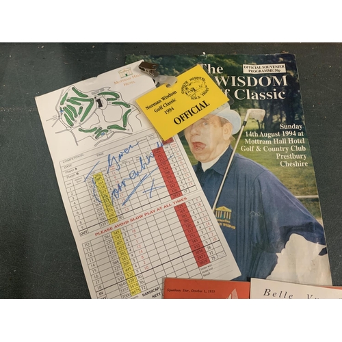 232 - AN ASSORTMENT OF SPEEDWAY CHAMPIONSHIP MAGAZINES AND A NORMAN WISDOM AUTOGRAPH ON A GOLF SCORE CARD