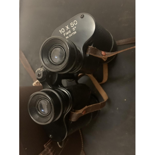 68 - A PAIR OF LEATHER CASED 10X50 FIELD BINOCULARS