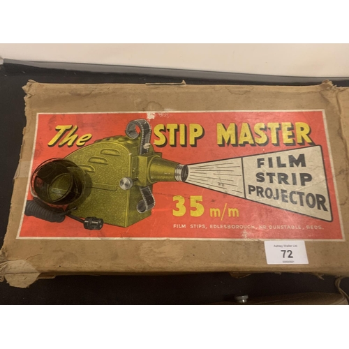 72 - A VINTAGE 'THE STIP MASTER' 35MM FILM STRIP PROJECTOR