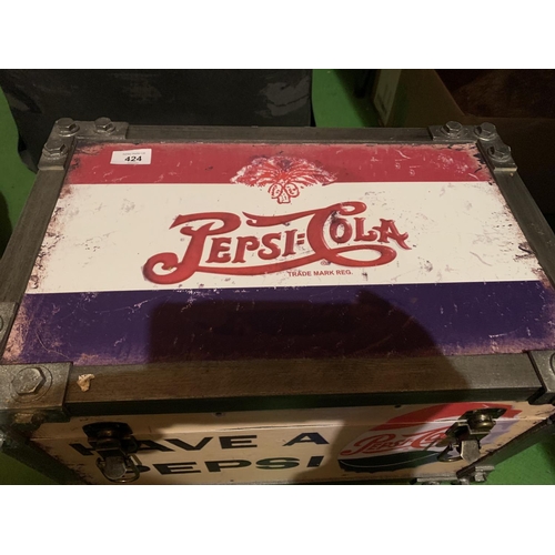 424 - A VINTAGE STYLE PEPSI STORAGE TRUNK