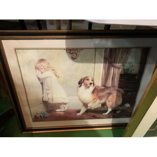 428 - TWO LARGE GILT FRAMED DECORATIVE PRINTS TO INCLUDE A JACK VETTRIONO