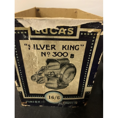 268 - A VINTAGE LUCAS SILVER KING BIRMINGHAM CYCLE LIGHT WITH BOX