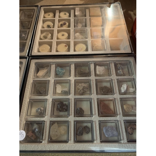 283 - FOUR BOXES OF VARIOUS GEMSTONES SOME LABELLED AND FIVE FILES OF TREASURES OF THE EARTH