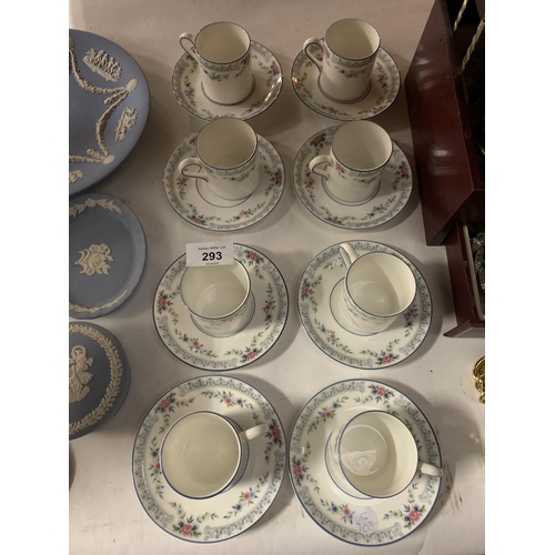 293 - VARIOUS ITEMS OF WEDGEWOOD TO INCLUDE CUPS AND SAUCERS AND BLUE JASPERWARE