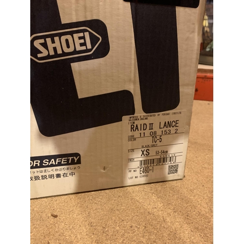 856 - A SHOEI RAID II LANCE MOTORCYCLE HELMET BOXED SIZE 53-54CM