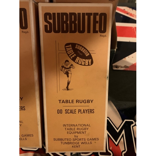 881 - EIGHTEEN BOXES OF SUBBUTEO TABLE RUGBY 00 SCALE PLAYERS