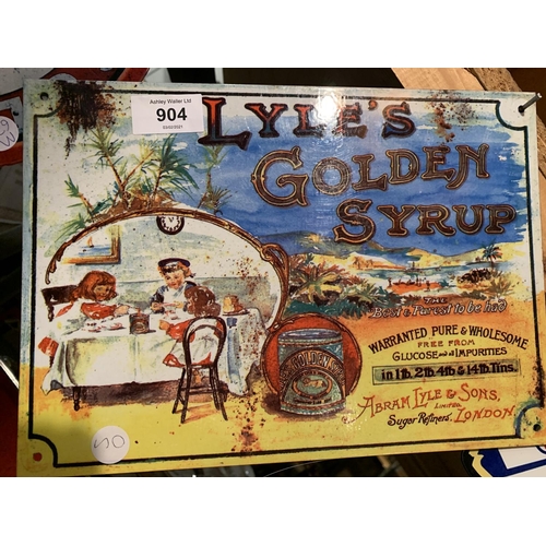 904 - A METAL GARAGE/MAN CAVE SIGN ' LYLES GOLDEN SYRUP'