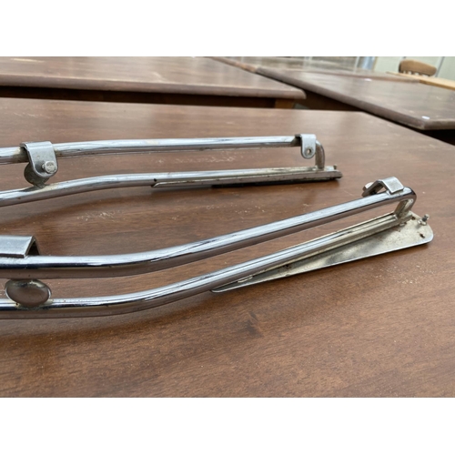 1201A - A RARE SET OF TWO BREV. FIAR G CESARI CHROME LAMBRETTA DUAL SIDE PANEL BARS - TO FIT A SERIES 3 ONWA... 