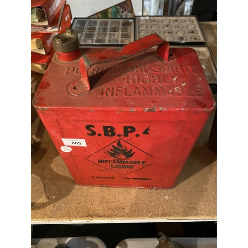 805 - A VINTAGE OIL CAN S B P 4 2 GALLONS