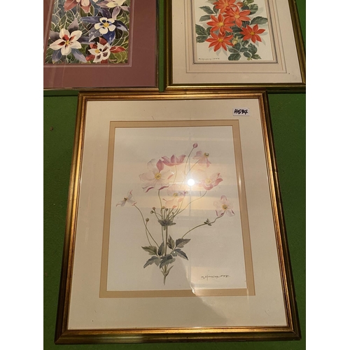 821 - A TRIO OF FRAMED FLOWER PRINTS