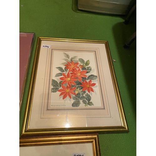 821 - A TRIO OF FRAMED FLOWER PRINTS