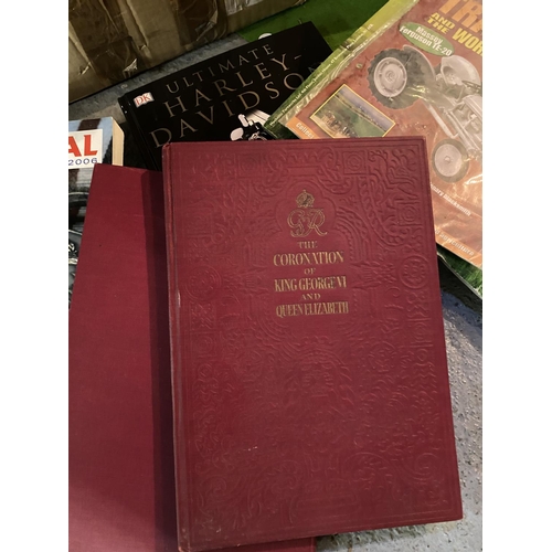 825 - VARIOUS BOOKS TO INCLUDE HARLEY DAVIDSON, ROYAL HISTORY, TRACTORS, MEDAL YEARBOOK ETC