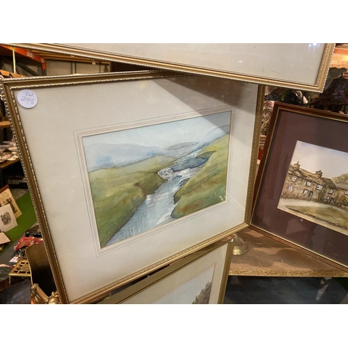 840 - FOUR VARIOUS FRAMED PICTURES THREE OF RIVER SCENES AND ONE OF A COTTAGE