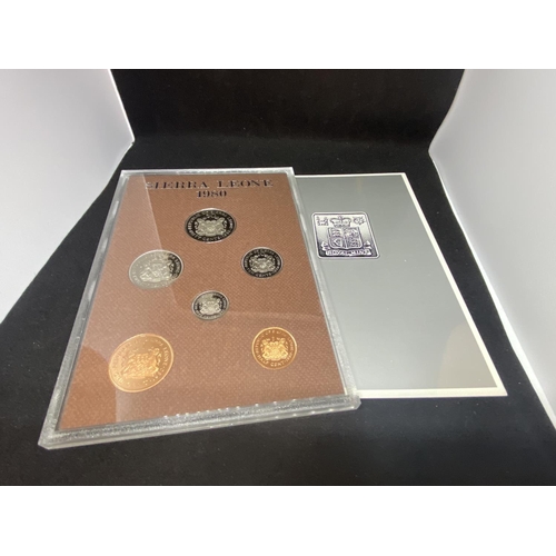 304 - A SIERRA LEONE 1980 ROYAL MINT , PROOF SET OF COINS . SEALED , PRISTINE CONDITION