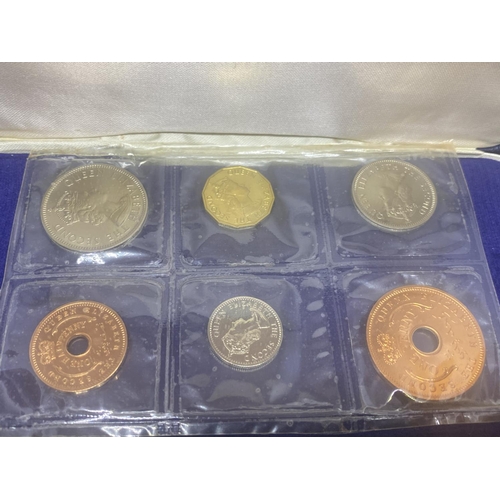 307 - A NIGERIA 1959 , 6 COIN PROOF SET , FIRST COINAGE ISSUE , HOUSED IN ORIGINAL BLUE CASE