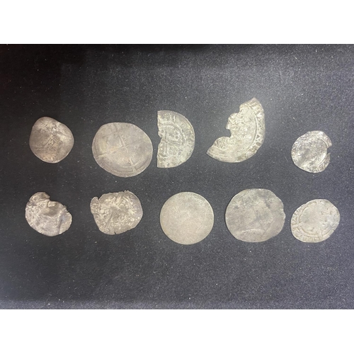 328 - TEN HAMMERED COINS AND PART COINS