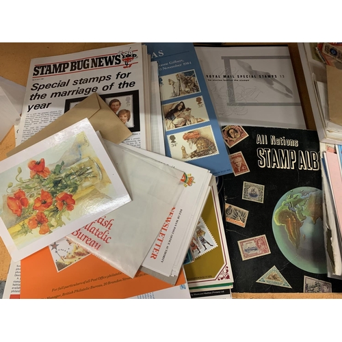 354 - AN ASSORTMENT OF STAMPS AND PAMPHLETS TO INCLUDE A ROYAL MAIL SPECIAL STAMPS 13 THE STORY BEHIND THE... 