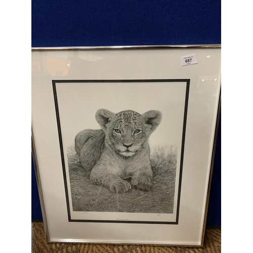 687 - A JON BYE FRAMED PRINT 'PRIDE AND JOY' LEOPARD LIMITED EDITION 14/374 WHOLESALE PRICE £150