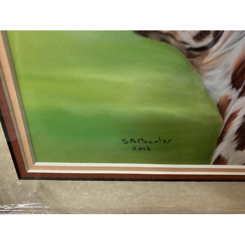 693 - A SUSAN BAXTER FRAMED PRINT 'CAN I HAVE SOME' GIRAFFE WHOLESALE PRICE £95