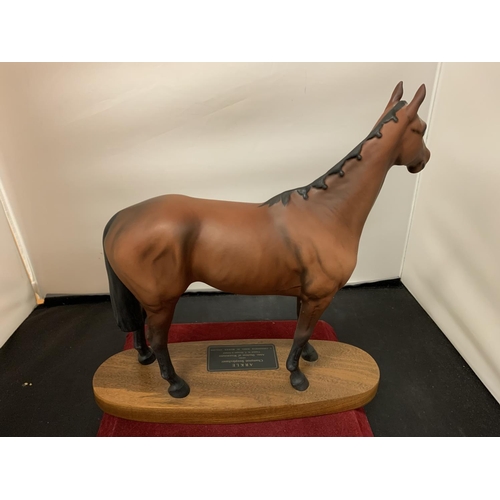 754 - A BESWICK 'ARKLE CHAMPION STEEPLECHASER...' ON A WOODEN BASE H:31CM