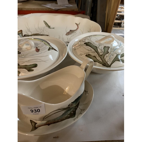 930 - A LARGE QUANTITY OF JOHNSON BROS FISH TABLE WARE TO INCLUDE A SELECTION OF CUPS AND SAUCERS