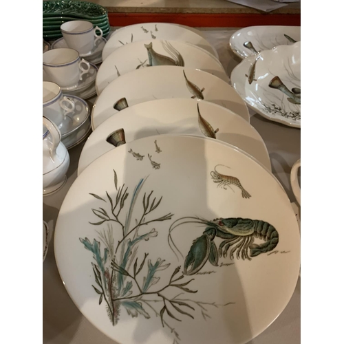 930 - A LARGE QUANTITY OF JOHNSON BROS FISH TABLE WARE TO INCLUDE A SELECTION OF CUPS AND SAUCERS