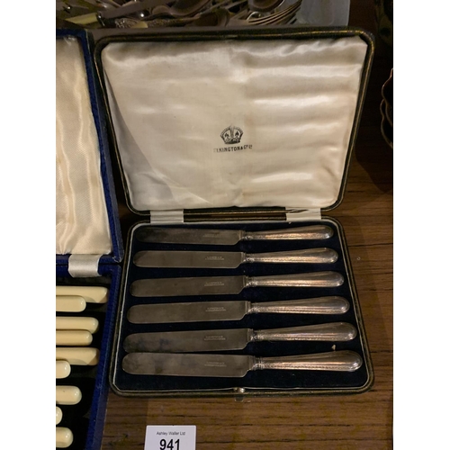 941 - TWO BOXED FLATWARE SETS TO INCLUDE A VARIETY OF OTHER CUTLERY