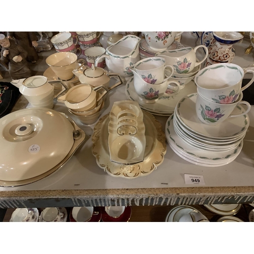 949 - A LARGE SELECTION OF VARIOUS CERAMIC WARE TO INCLUDE ART DECO STYLE PARAGON ITEMS AND AYNSLEY ETC