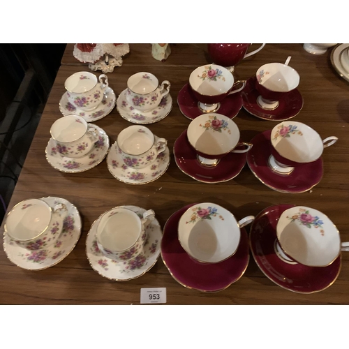 953 - AN ASSORTMENT OF BONE CHINA TO INCLUDE ROYAL ALBERT AND TAYLOR & KENT