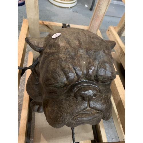 958 - A LARGE ORNAMENTAL BULLDOG MADE FROM VOLCANIC ROCK