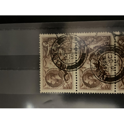 370 - GREAT BRITAIN , 1934 ( 16 OCT ) RE-ENGRAVED 2/6D CHOCOLATE-BROWN , PRESENT AS A VERTICAL STRIP OF TH... 