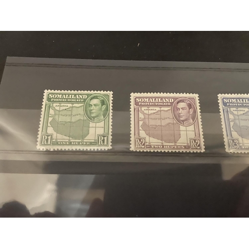 371 - SOMALILAND GV1 HIGH VALUES : 1938 1R , 2R , 3R & 5R VERY LIGHTLY MOUNTED , 1942 3R VERY FINE USED . ... 