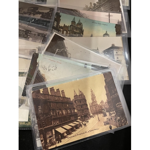 378 - POSTCARDS . A SELECTION OF 30 , IN PLASTIC SLEEVES , WITH SCENES FROM SHEFFIELD . PREDOMINANTLY EV11... 