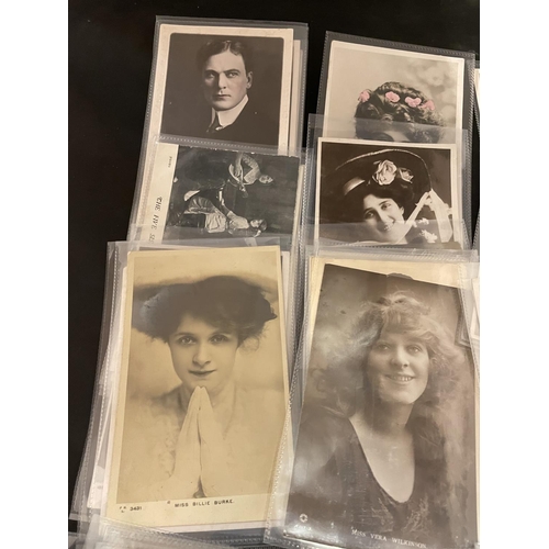 379 - POSTCARDS . A SELECTION OF 40 , IN PLASTIC SLEEVES DEPICTING STARS OF STAGE AND SCREEN FROM YESTERYE... 