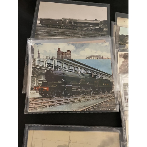 384 - POSTCARDS . A SELECTION OF 40 , IN PLASTIC SLEEVES , RELATING TO EARLIER TRAINS