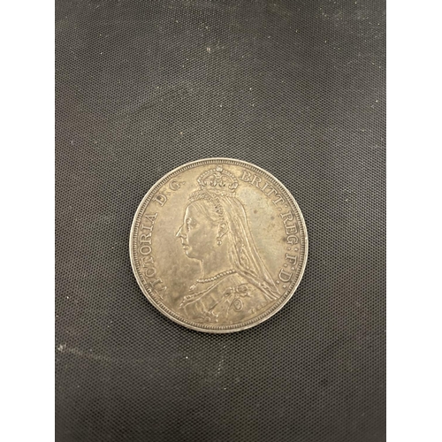 389 - UK QUEEN VICTORIA , JUBILEE SILVER CROWN , 1887 . GOOD CONDITION WITH VERY LITTLE WEAR IF ANY