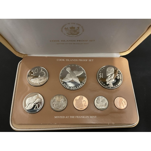 394 - COOK ISLANDS 8 COIN PROOF SET WITH SILVER $5 . PRISTINE WITH COA