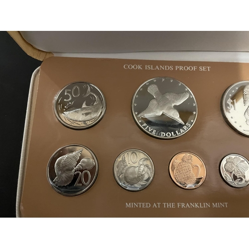 394 - COOK ISLANDS 8 COIN PROOF SET WITH SILVER $5 . PRISTINE WITH COA