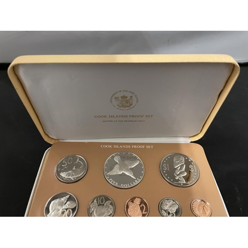 394 - COOK ISLANDS 8 COIN PROOF SET WITH SILVER $5 . PRISTINE WITH COA