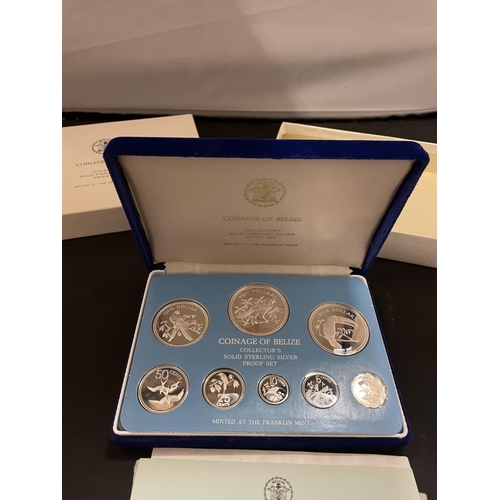 397 - 1976 COINAGE OF BELIZE ( 8 ) STERLING SILVER PROOF SET . PRISTINE CONDITION WITH COA