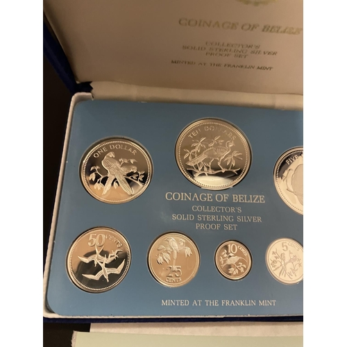 397 - 1976 COINAGE OF BELIZE ( 8 ) STERLING SILVER PROOF SET . PRISTINE CONDITION WITH COA