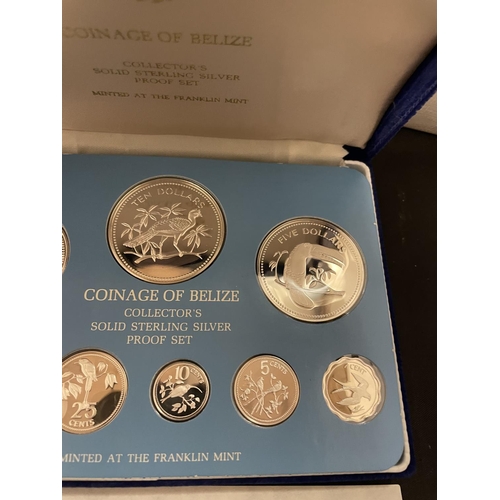 397 - 1976 COINAGE OF BELIZE ( 8 ) STERLING SILVER PROOF SET . PRISTINE CONDITION WITH COA