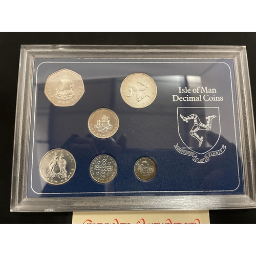 464 - ISLE OF MAN 1975 STERLING SILVER DECIMAL COIN SET . PRISTINE WITH COA