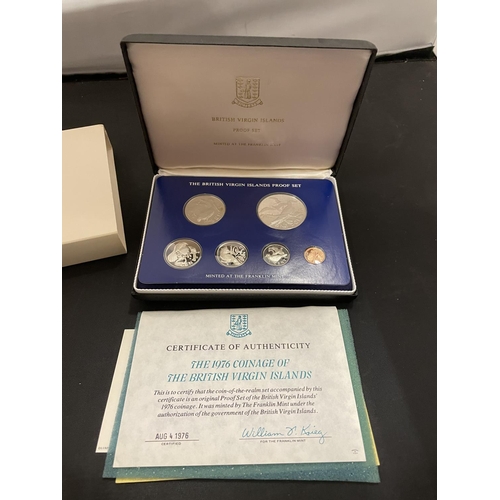 468 - BRITISH VIRGIN ISLANDS 1976 PROOF COIN SET . PRISTINE WITH COA